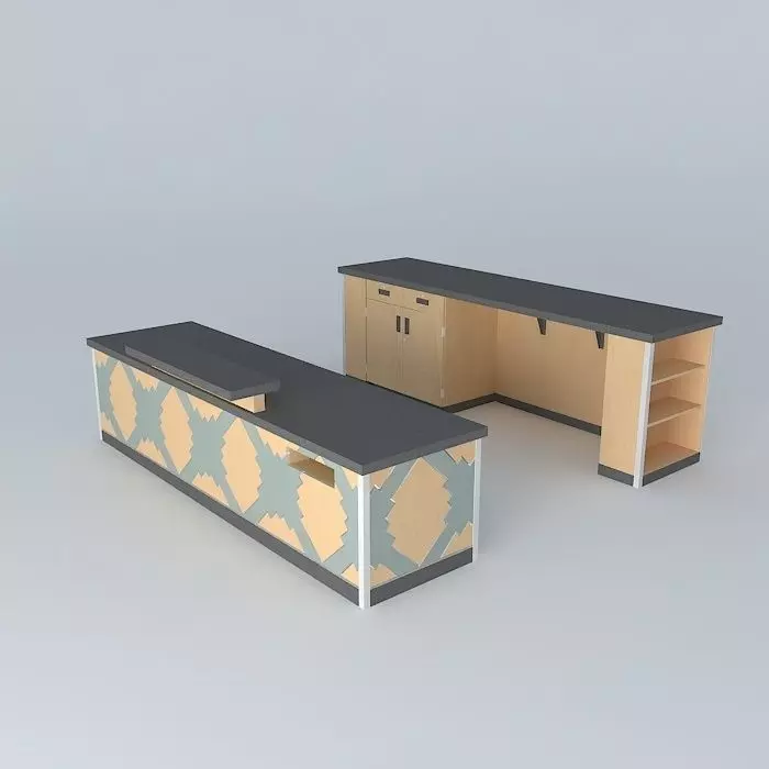 School Library Desk Free 3D model_0