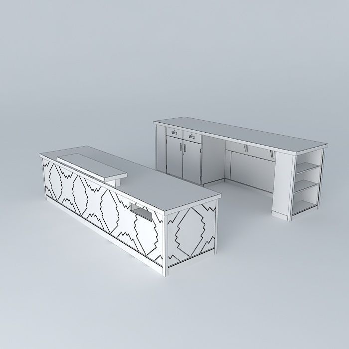 School Library Desk Free 3D model_3
