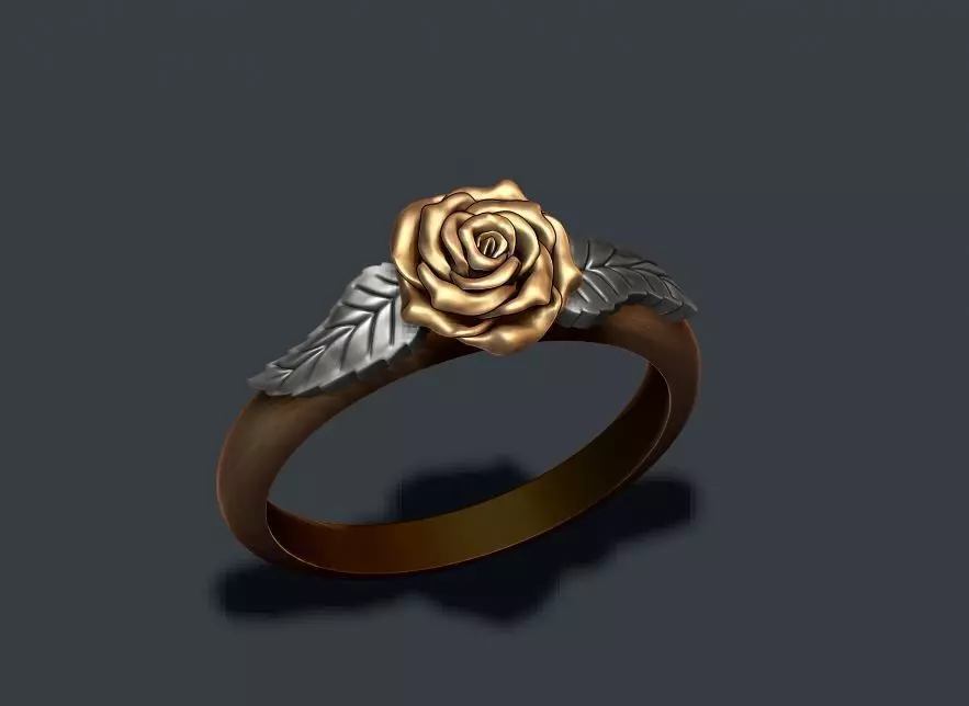 Rose ring 3D print model_0
