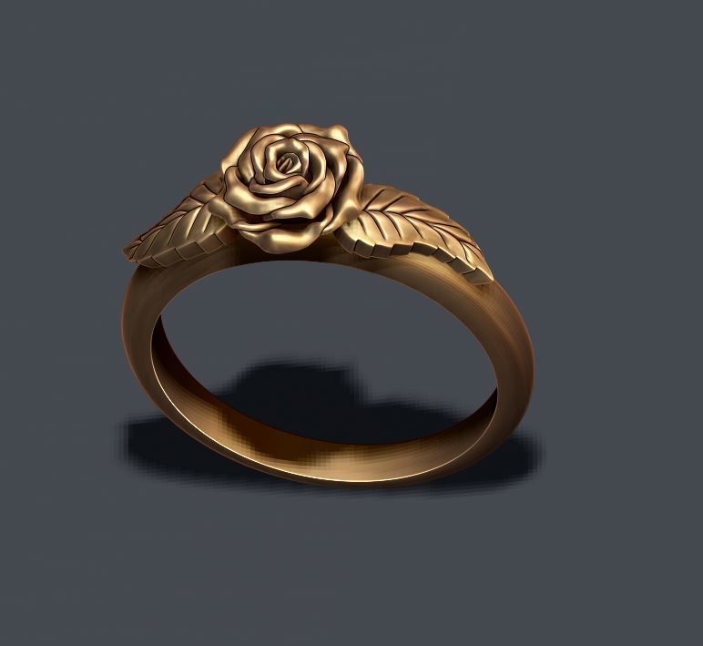 Rose ring 3D print model_6