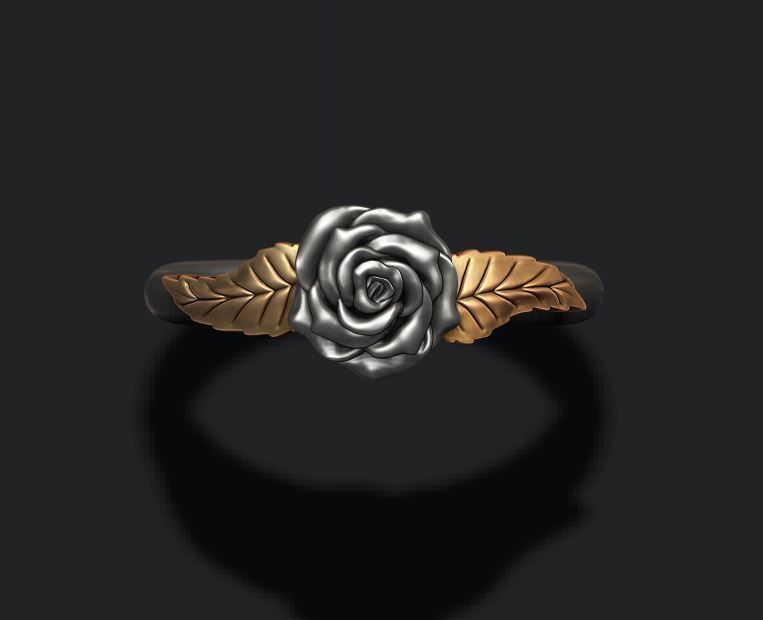 Rose ring 3D print model_4