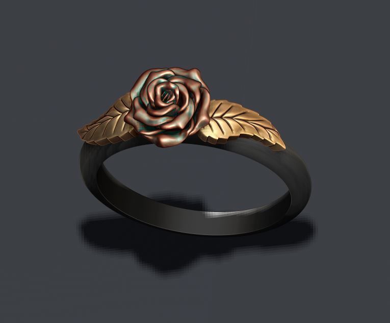 Rose ring 3D print model_3