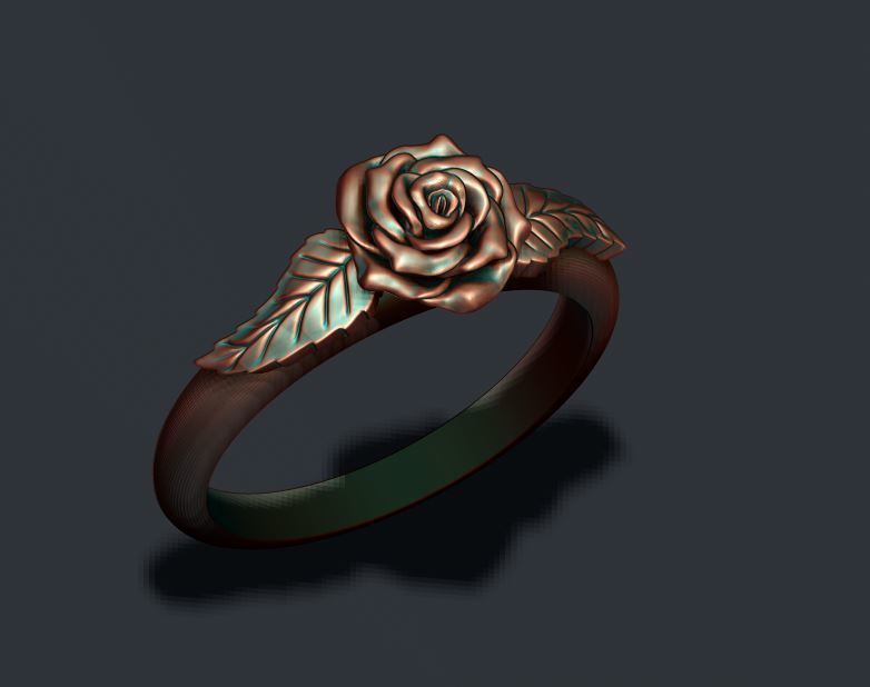 Rose ring 3D print model_8