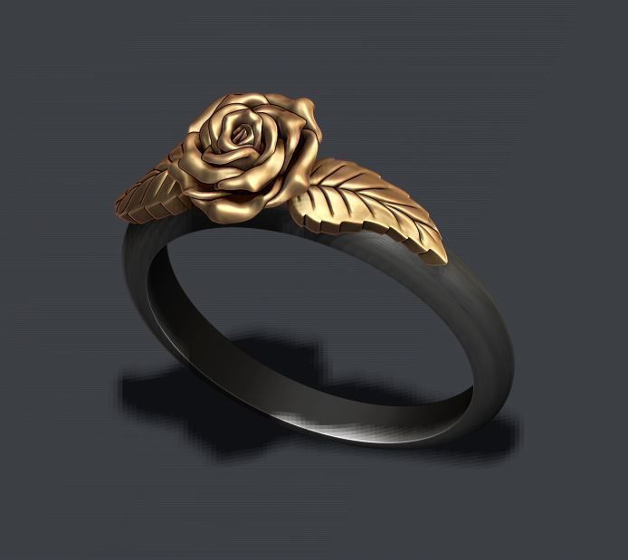 Rose ring 3D print model_7