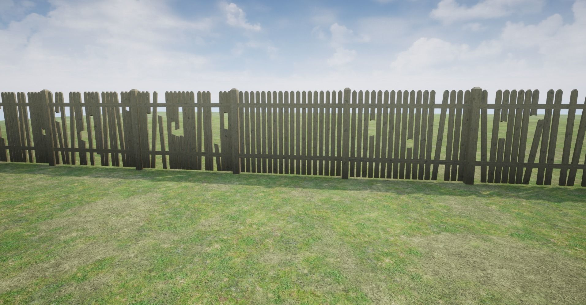 Modular Wooden Fence Low-poly 3D model_13