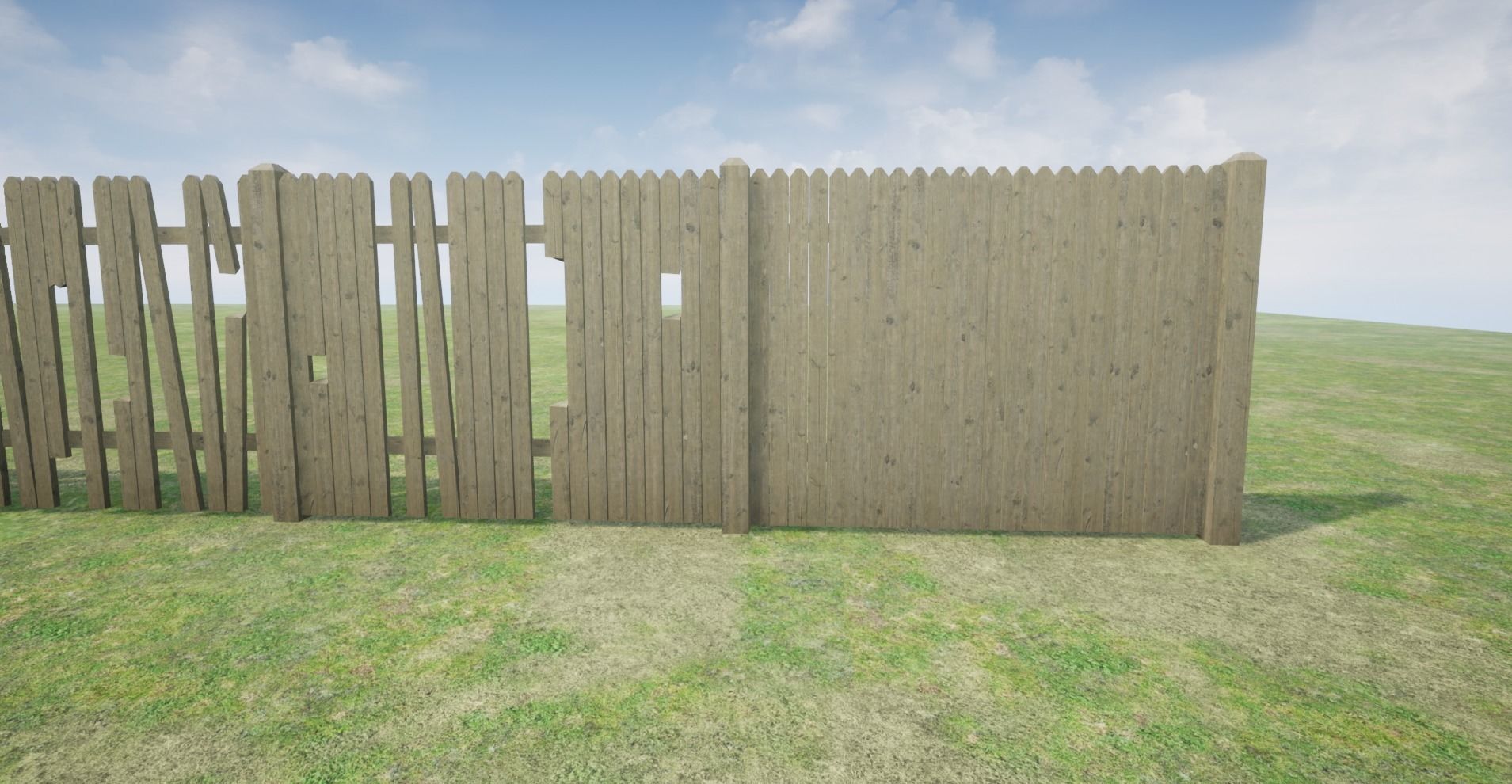 Modular Wooden Fence Low-poly 3D model_9