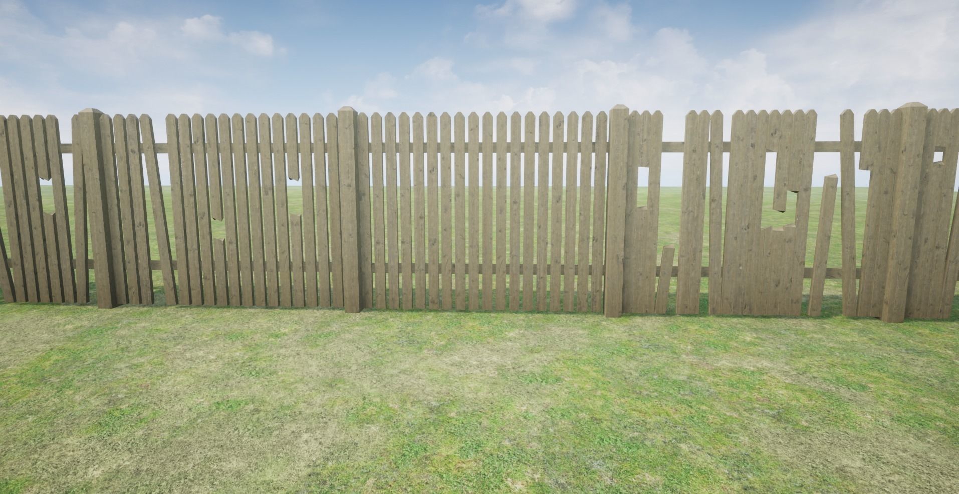 Modular Wooden Fence Low-poly 3D model_5