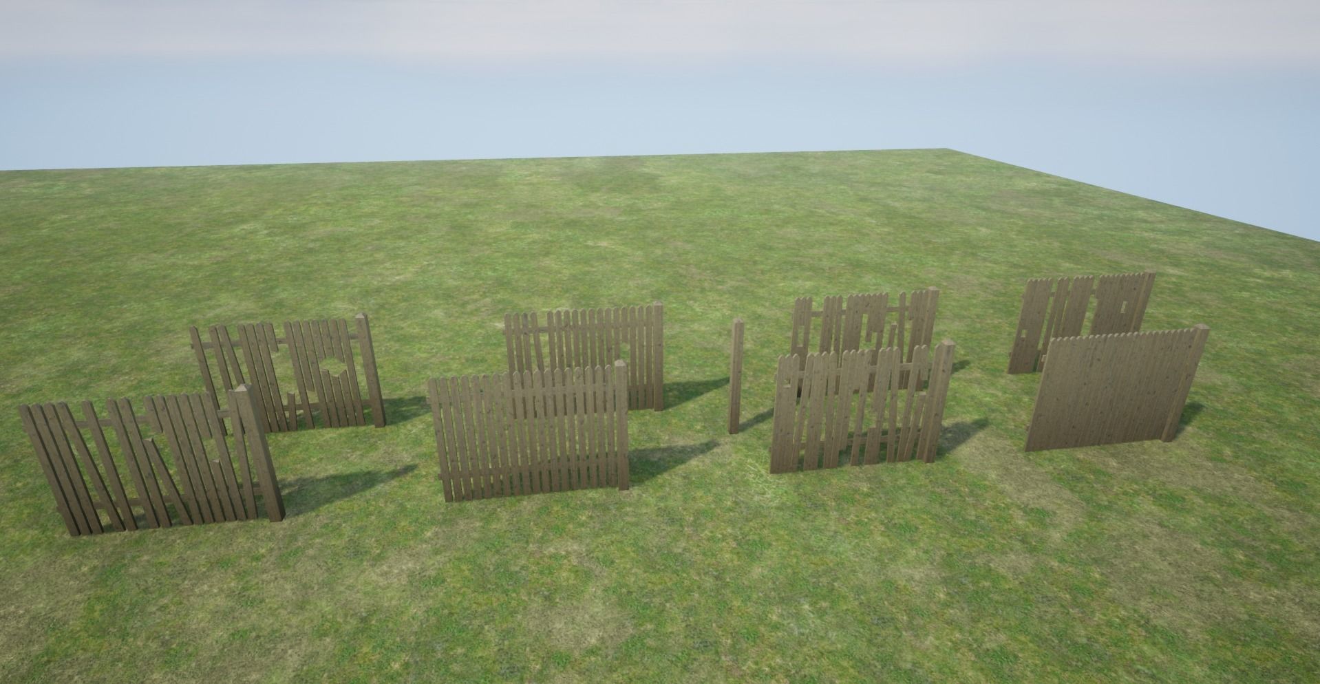 Modular Wooden Fence Low-poly 3D model_1