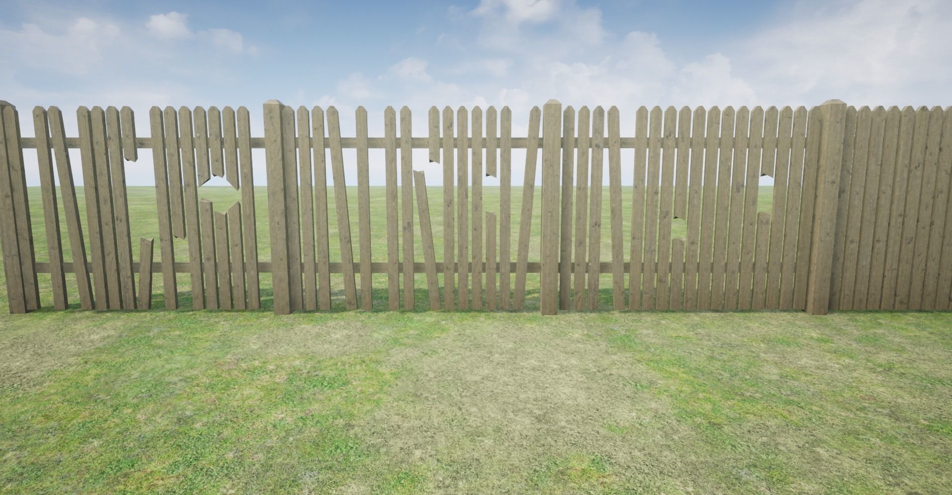 Modular Wooden Fence Low-poly 3D model_8