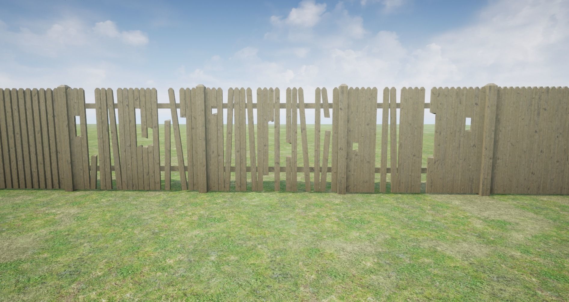 Modular Wooden Fence Low-poly 3D model_7