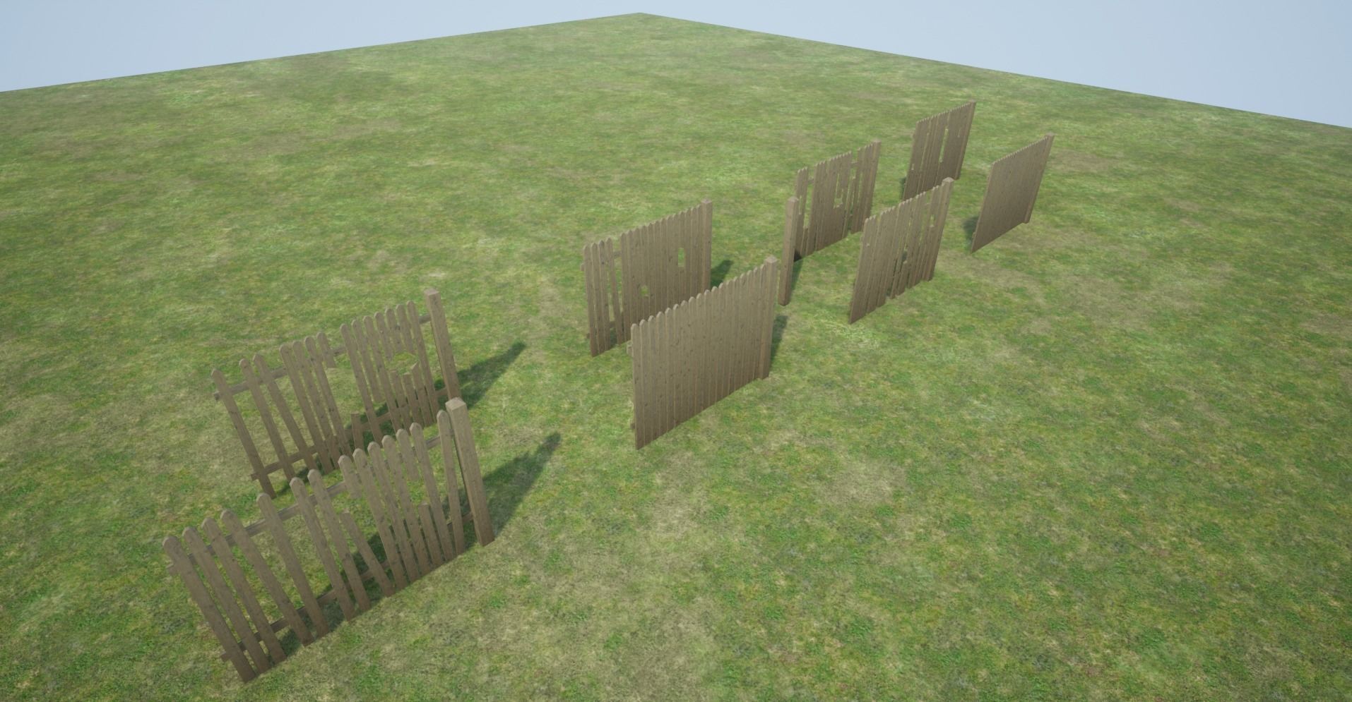 Modular Wooden Fence Low-poly 3D model_2