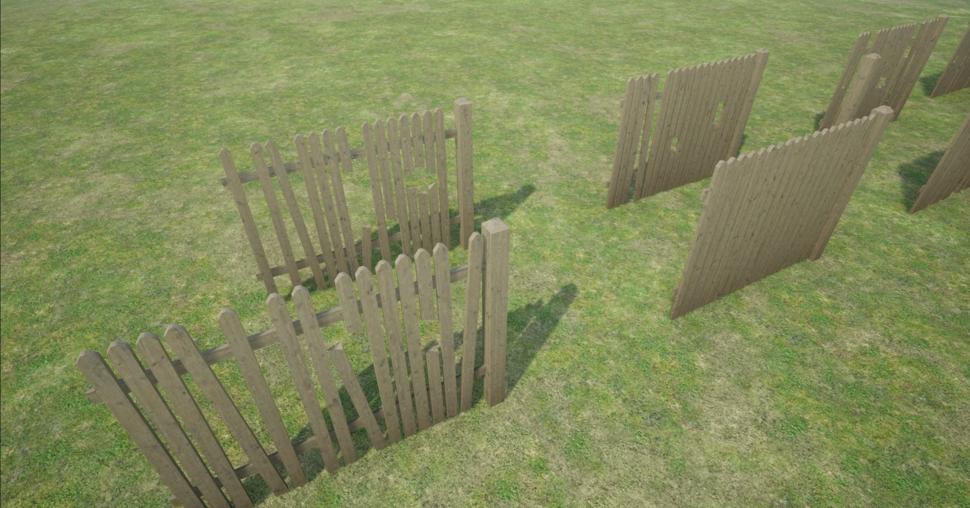 Modular Wooden Fence Low-poly 3D model_3