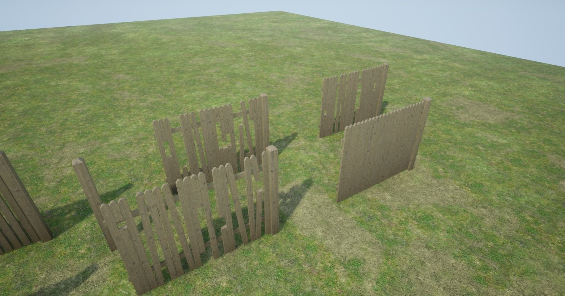 Modular Wooden Fence Low-poly 3D model_4