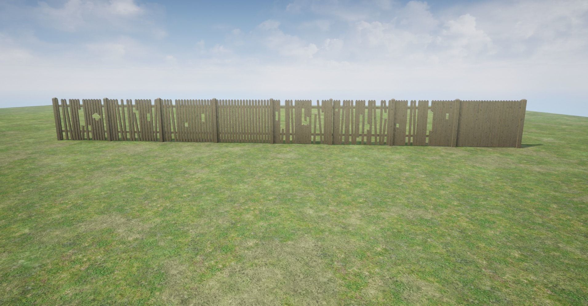 Modular Wooden Fence Low-poly 3D model_6