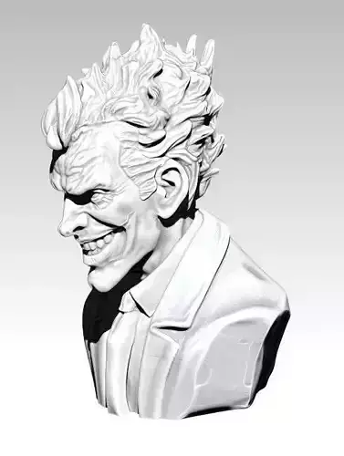 The Crazy Joker Bust Detailed Realistic  3D print model