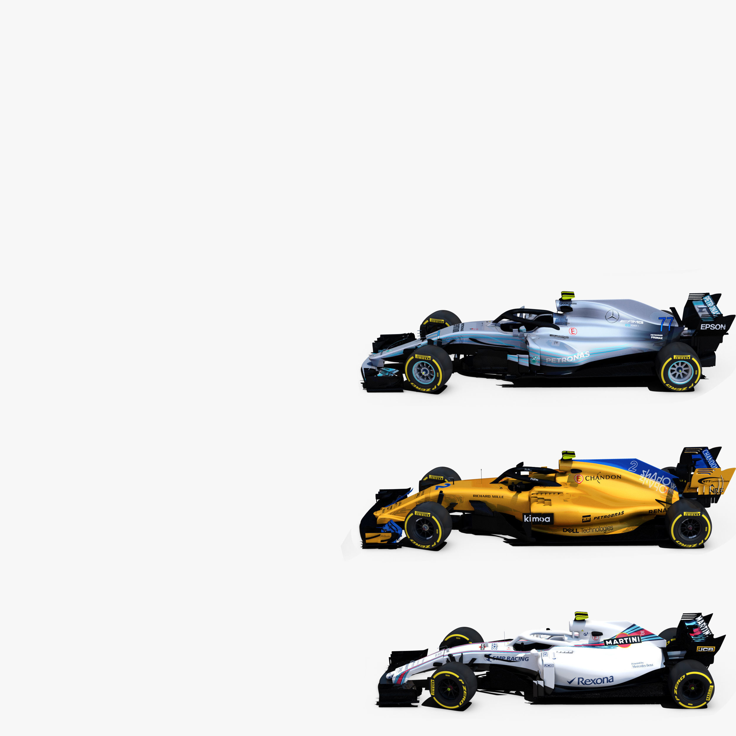 Formula 1 2018 cars Pack 4 Low-poly 3D model_1