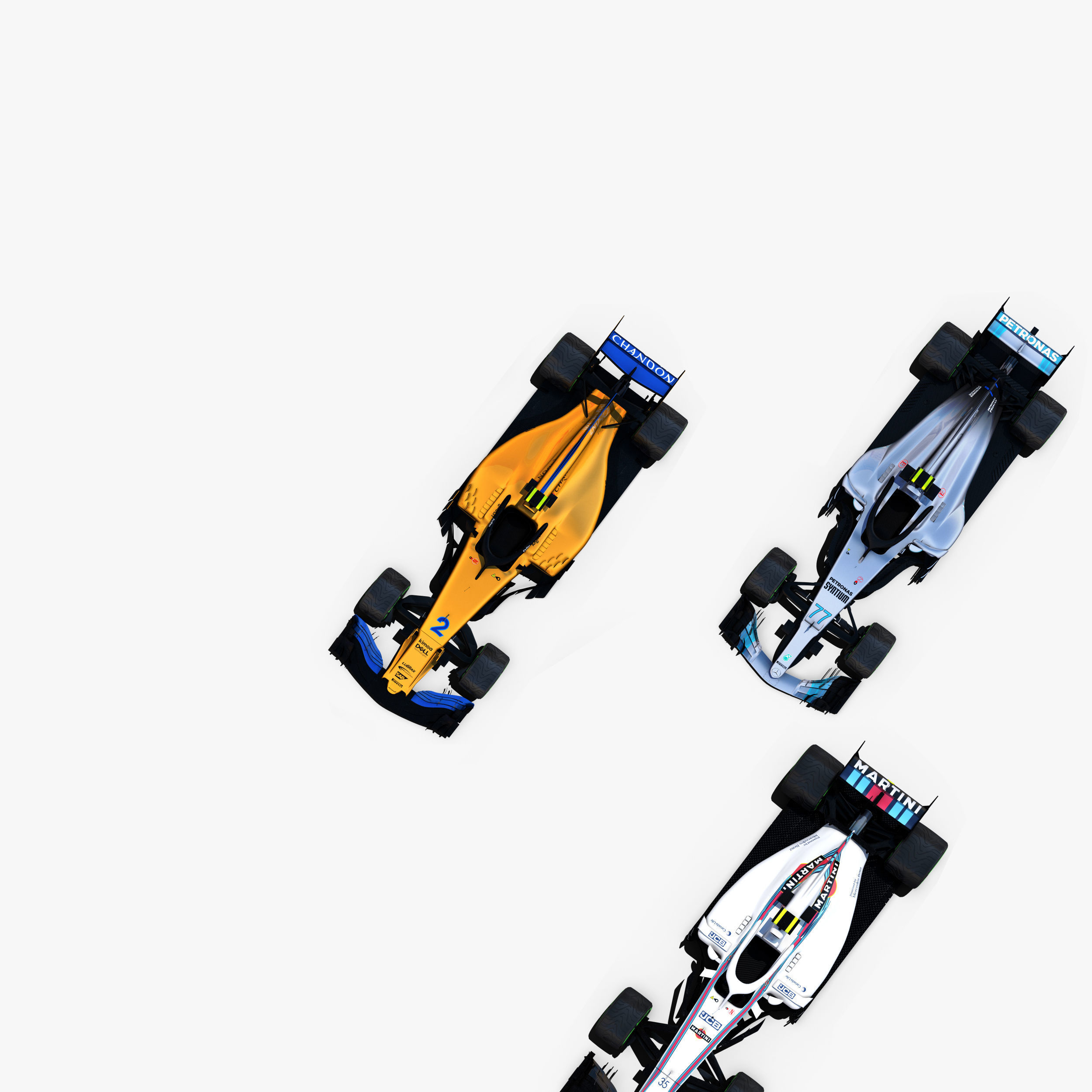 Formula 1 2018 cars Pack 4 Low-poly 3D model_3