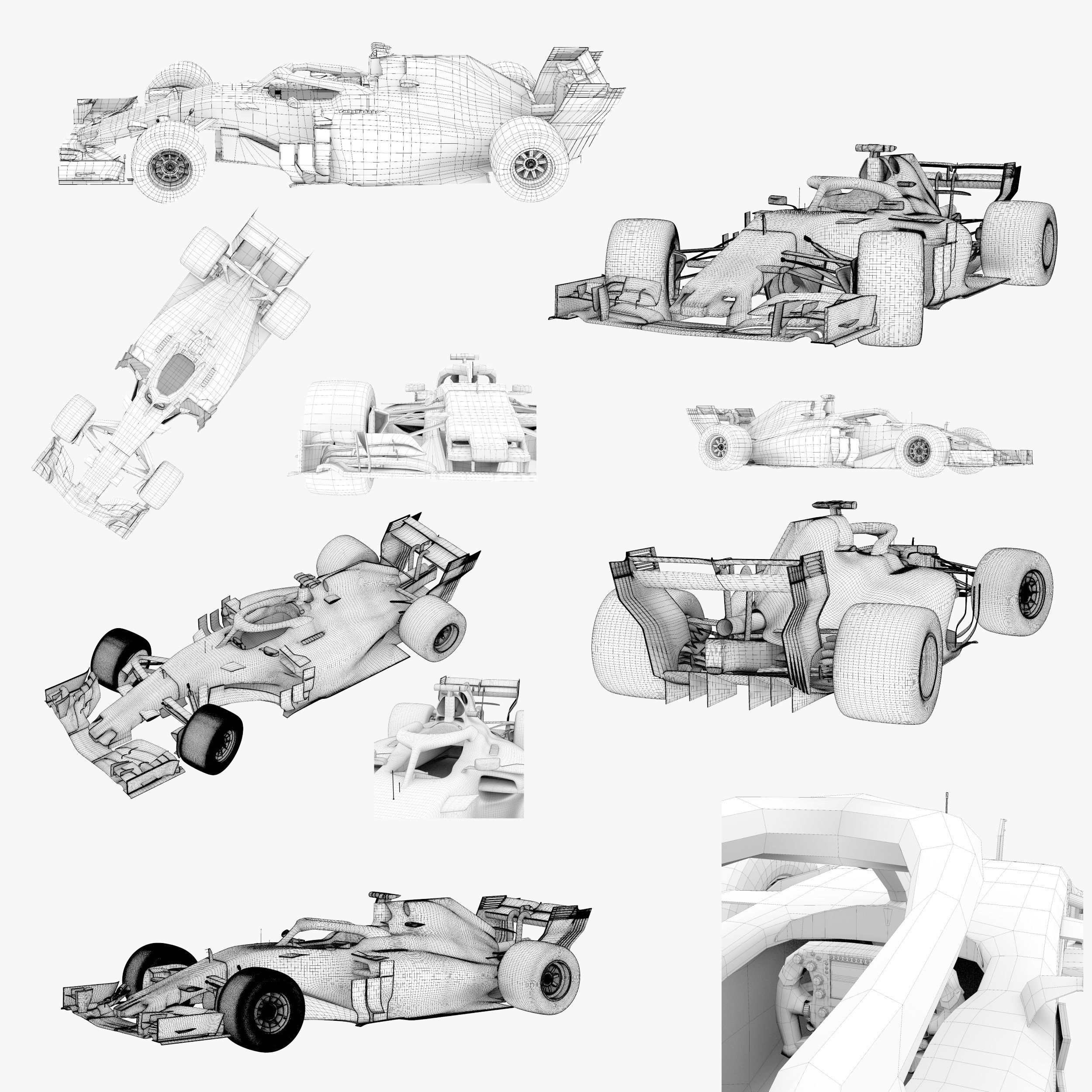 Formula 1 2018 cars Pack 4 Low-poly 3D model_6