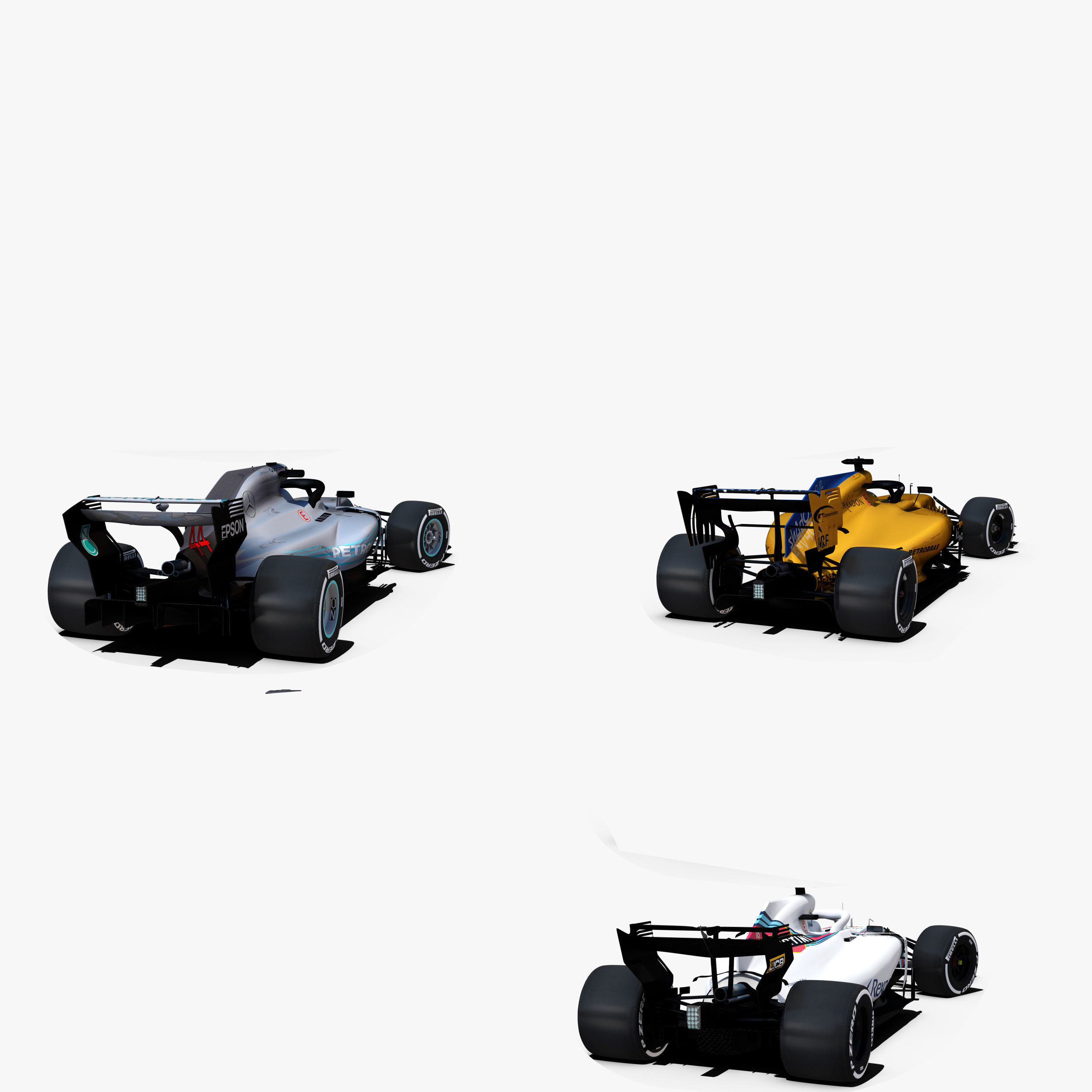Formula 1 2018 cars Pack 4 Low-poly 3D model_5