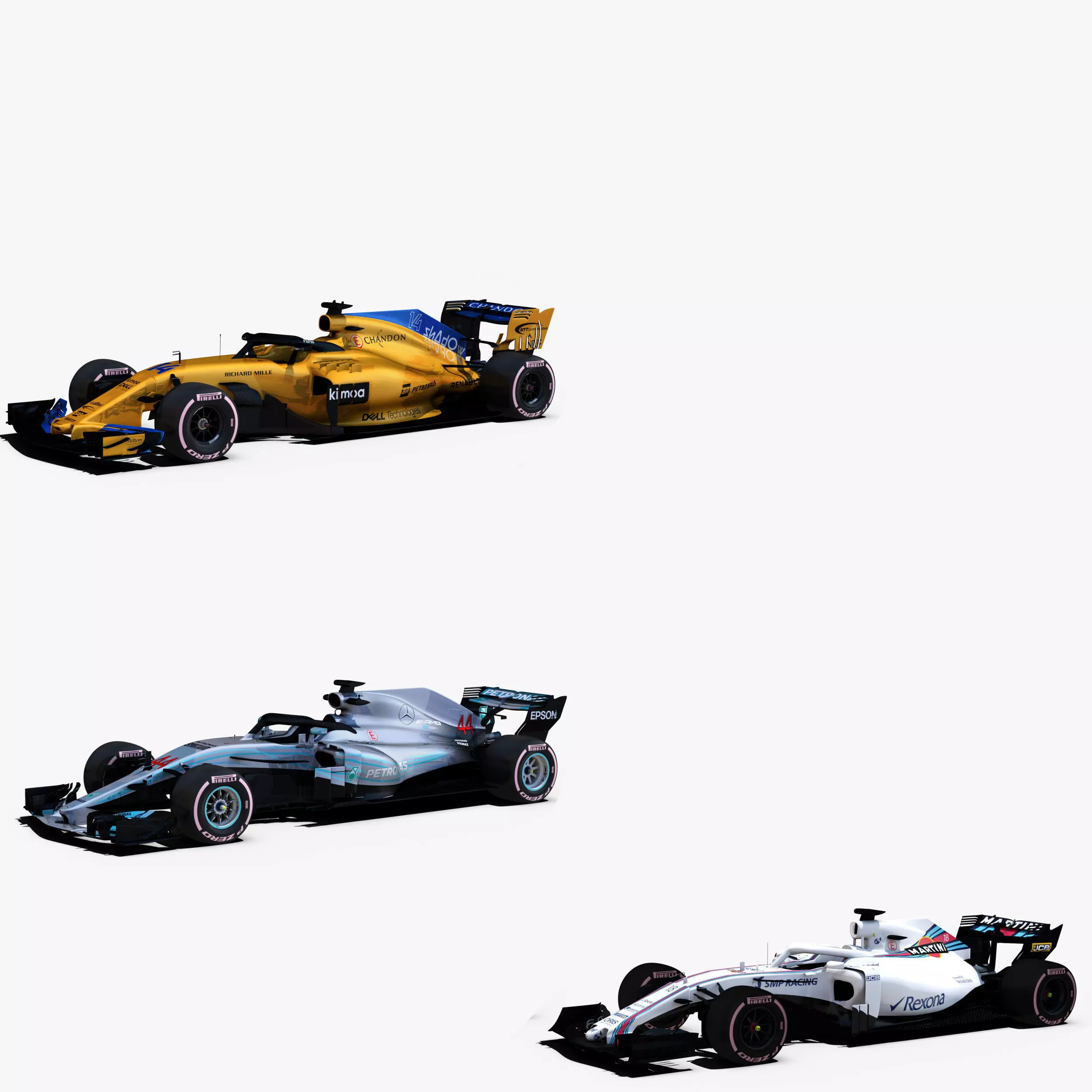 Formula 1 2018 cars Pack 4 Low-poly 3D model_0