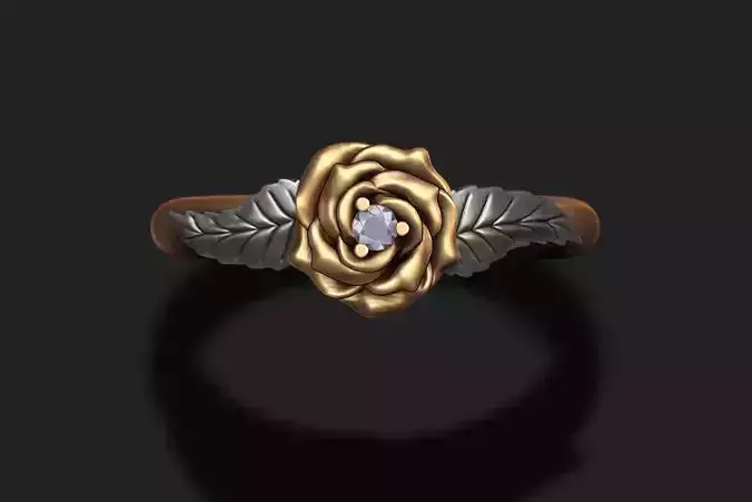 Rose ring with gemstone