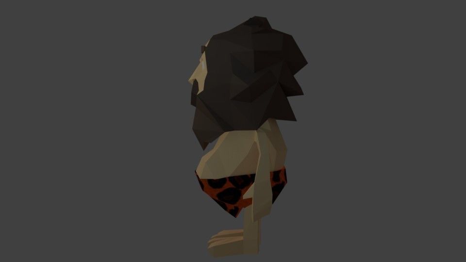Cave man cartoon character Low-poly 3D model_2