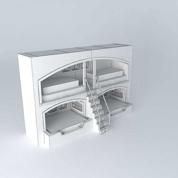 Bunk Bed Wall Free 3D model_3