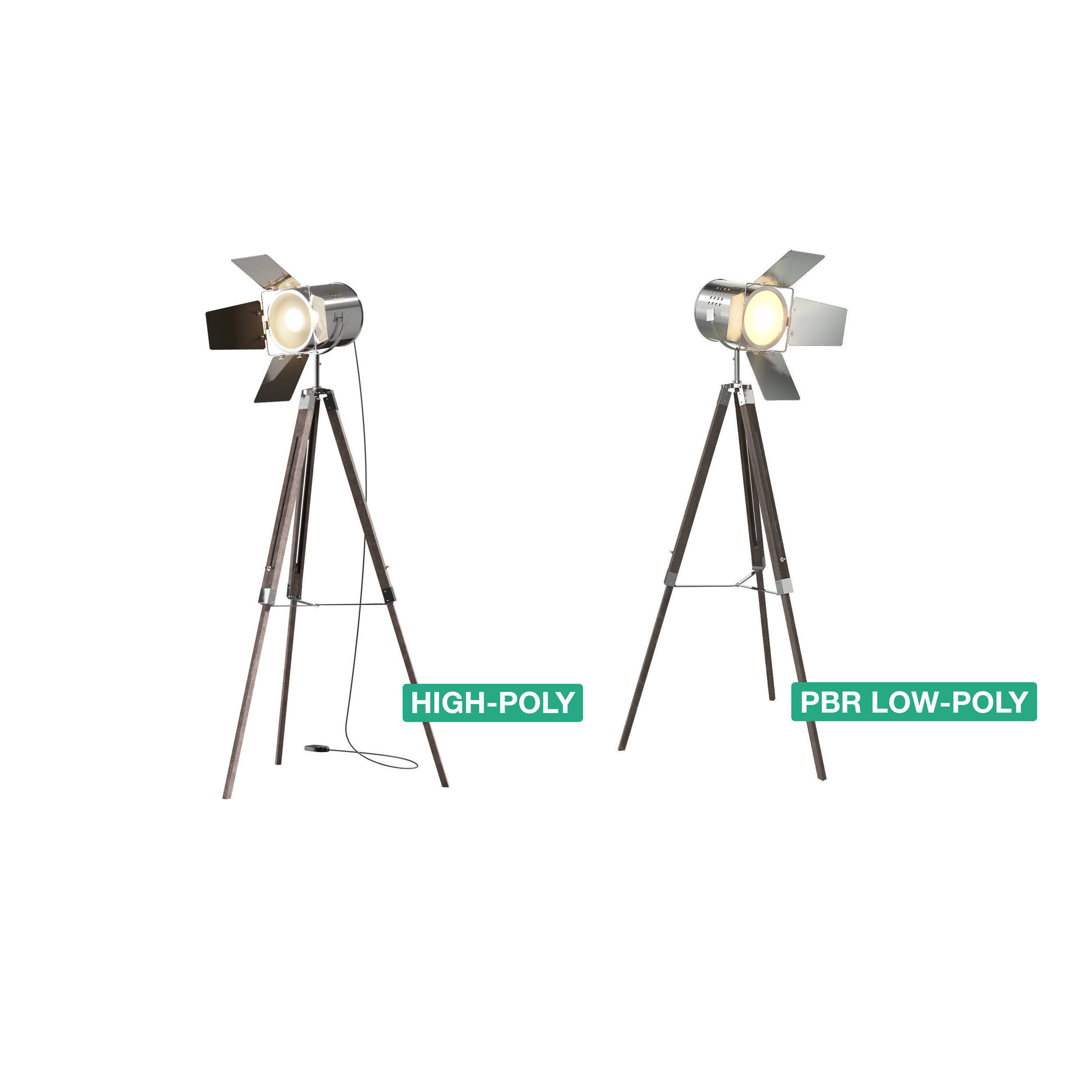 Floor Lamp - Adhil - High- and Low-poly  3D Model Collection_3