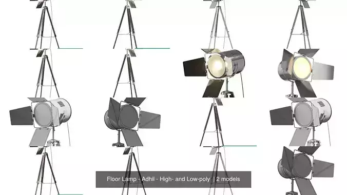 Floor Lamp - Adhil - High- and Low-poly 