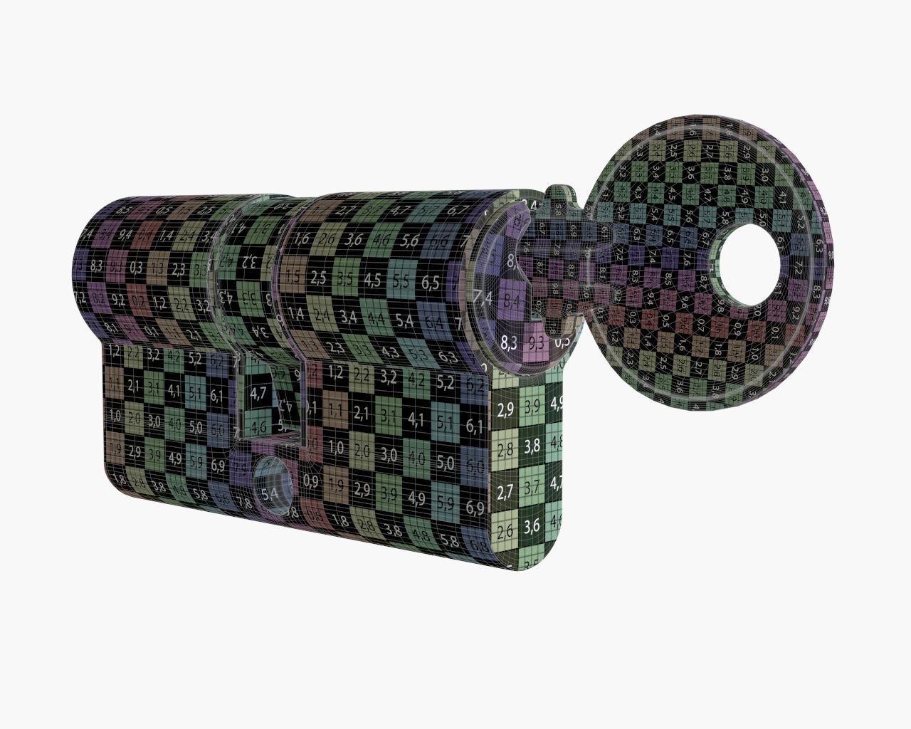 Euro Profile Cylinder Barrel Lock with key 3D model_6