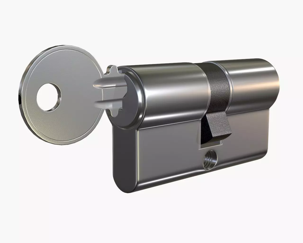 Euro Profile Cylinder Barrel Lock with key 3D model_0