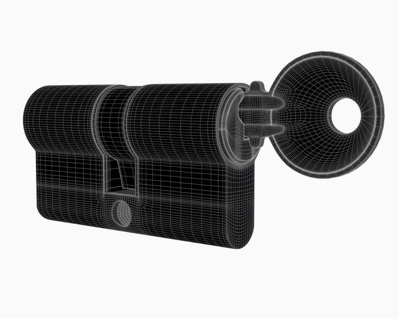 Euro Profile Cylinder Barrel Lock with key 3D model_4