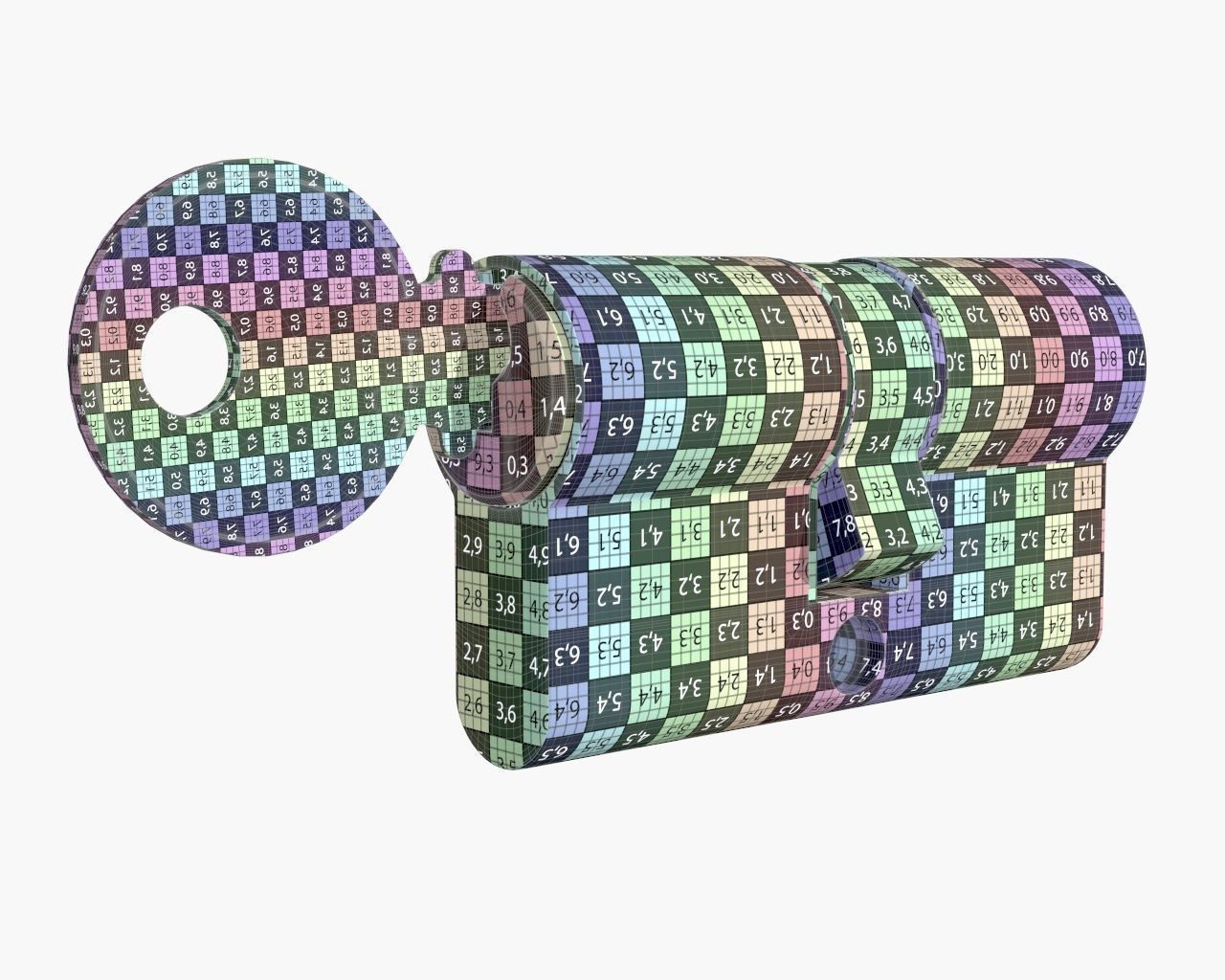 Euro Profile Cylinder Barrel Lock with key 3D model_5