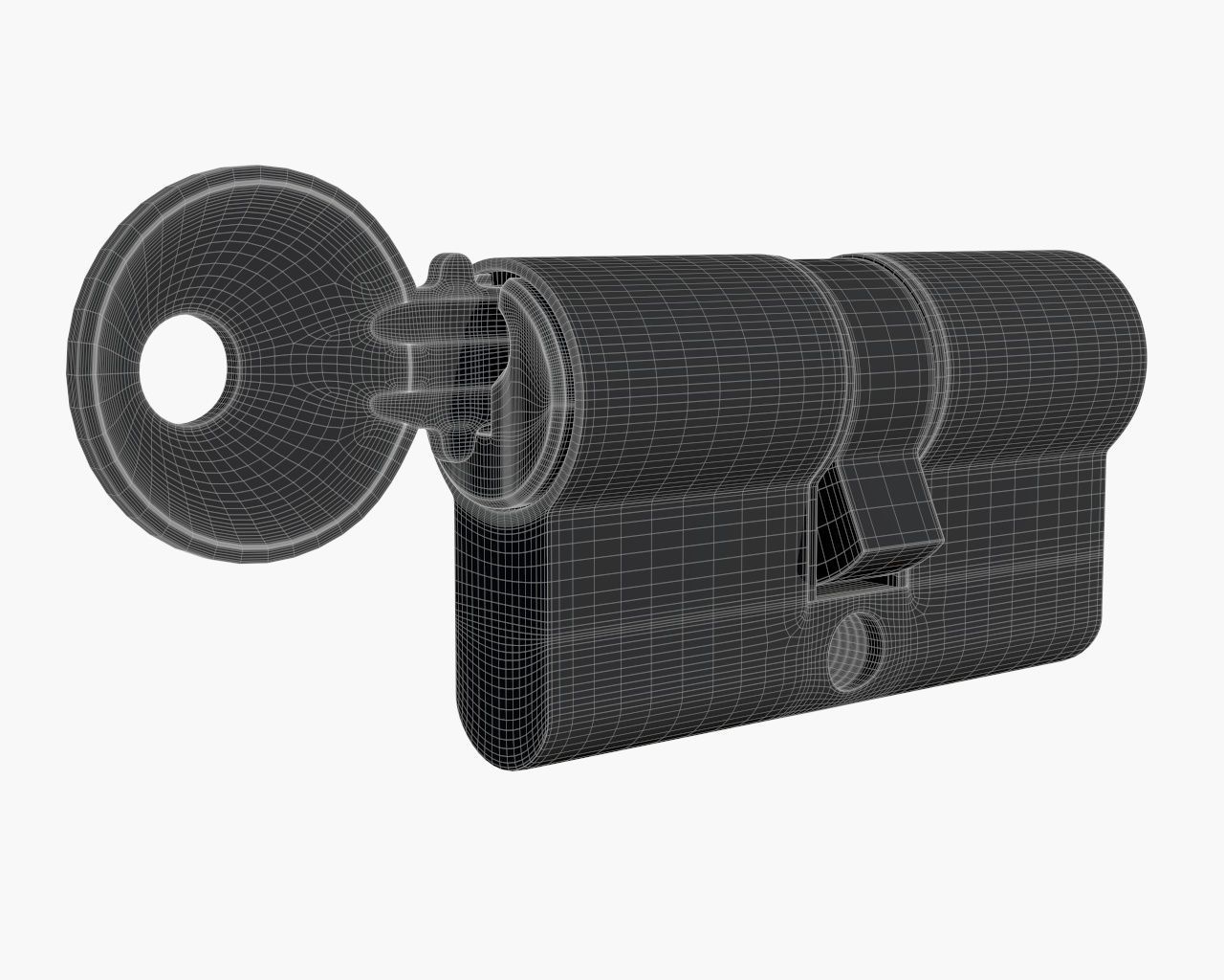 Euro Profile Cylinder Barrel Lock with key 3D model_3