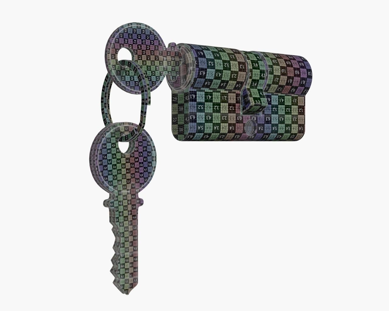 Euro Profile Cylinder Barrel Lock with keys 3D model_5