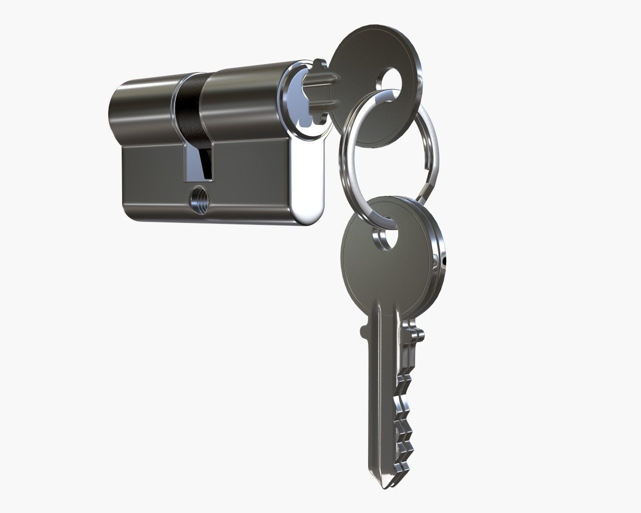 Euro Profile Cylinder Barrel Lock with keys 3D model_2