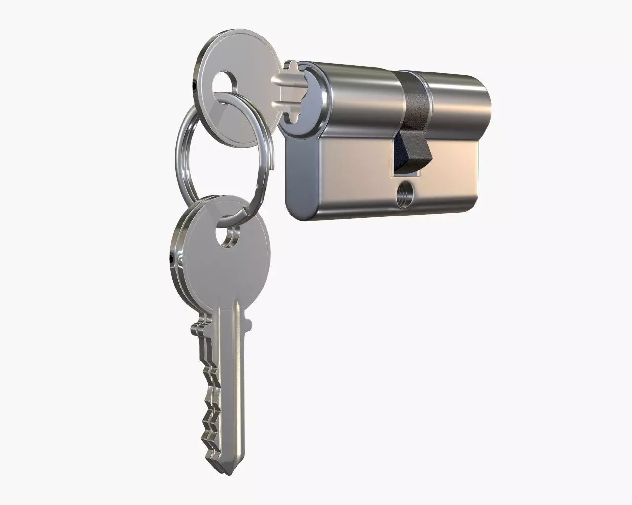 Euro Profile Cylinder Barrel Lock with keys 3D model_0