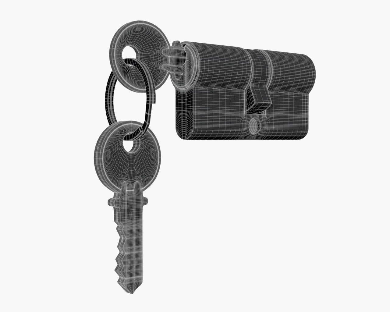 Euro Profile Cylinder Barrel Lock with keys 3D model_3