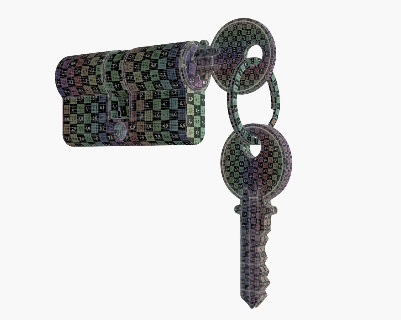 Euro Profile Cylinder Barrel Lock with keys 3D model_6