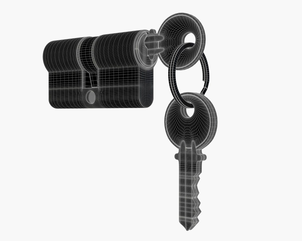 Euro Profile Cylinder Barrel Lock with keys 3D model_4