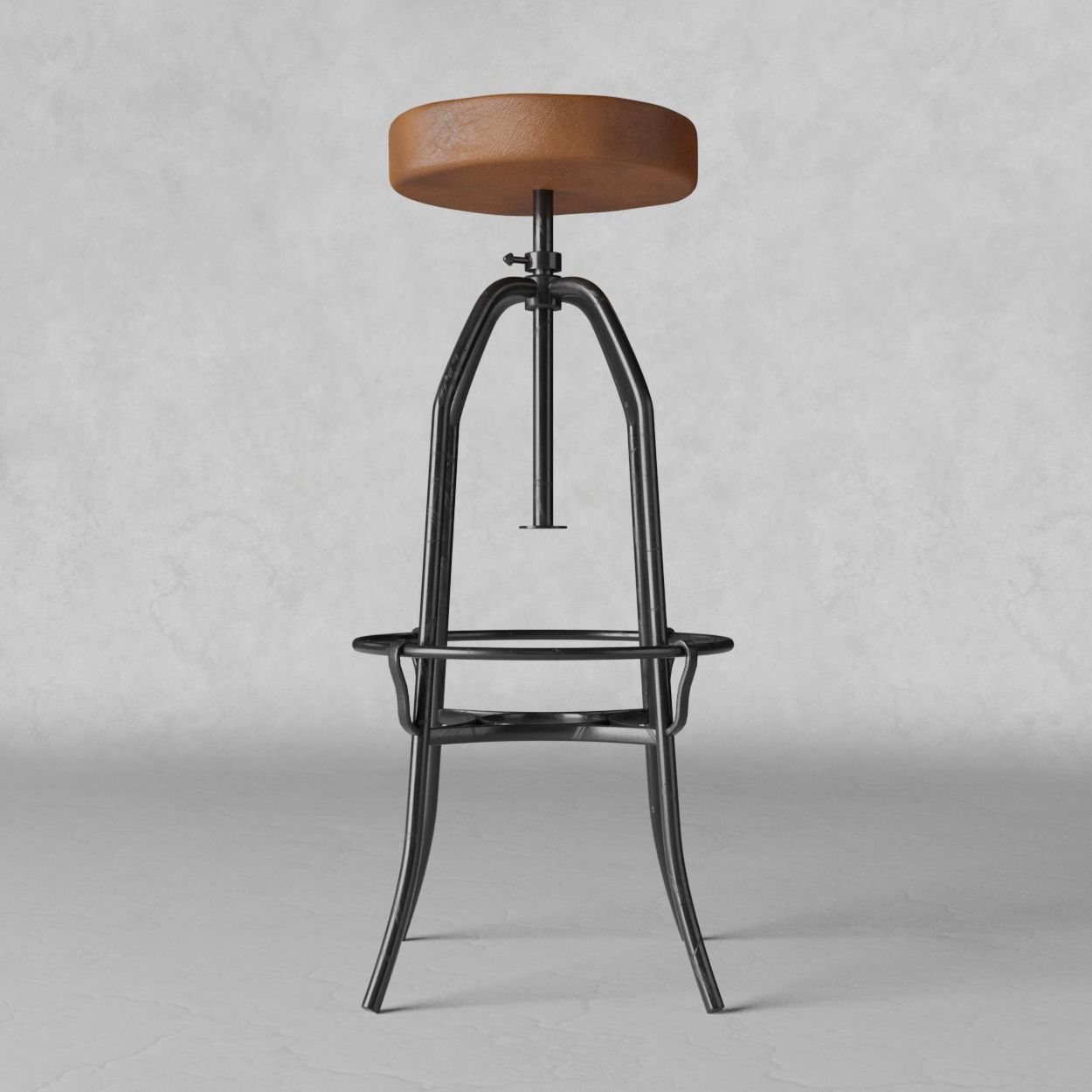 Bar stool leather 3D model_2