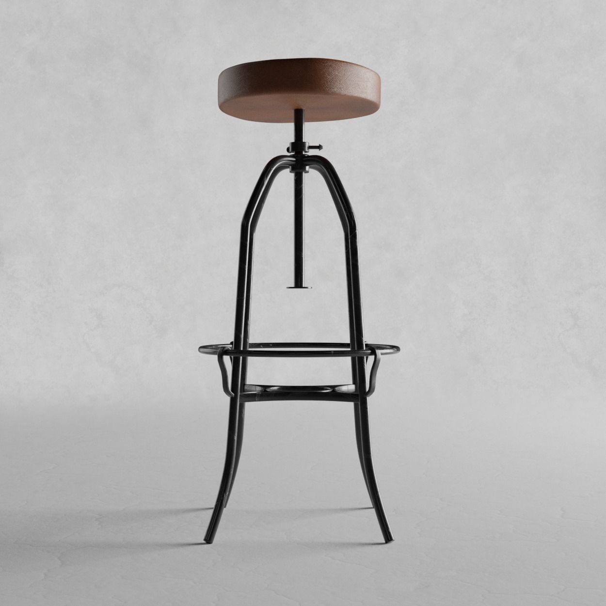 Bar stool leather 3D model_3