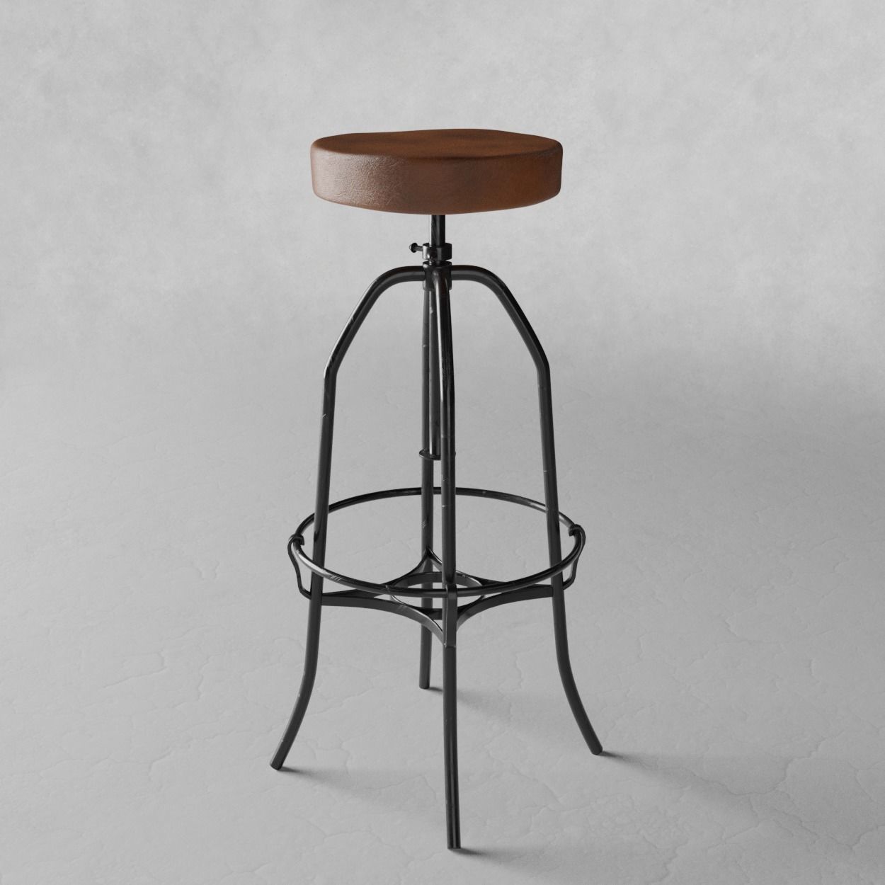 Bar stool leather 3D model_4