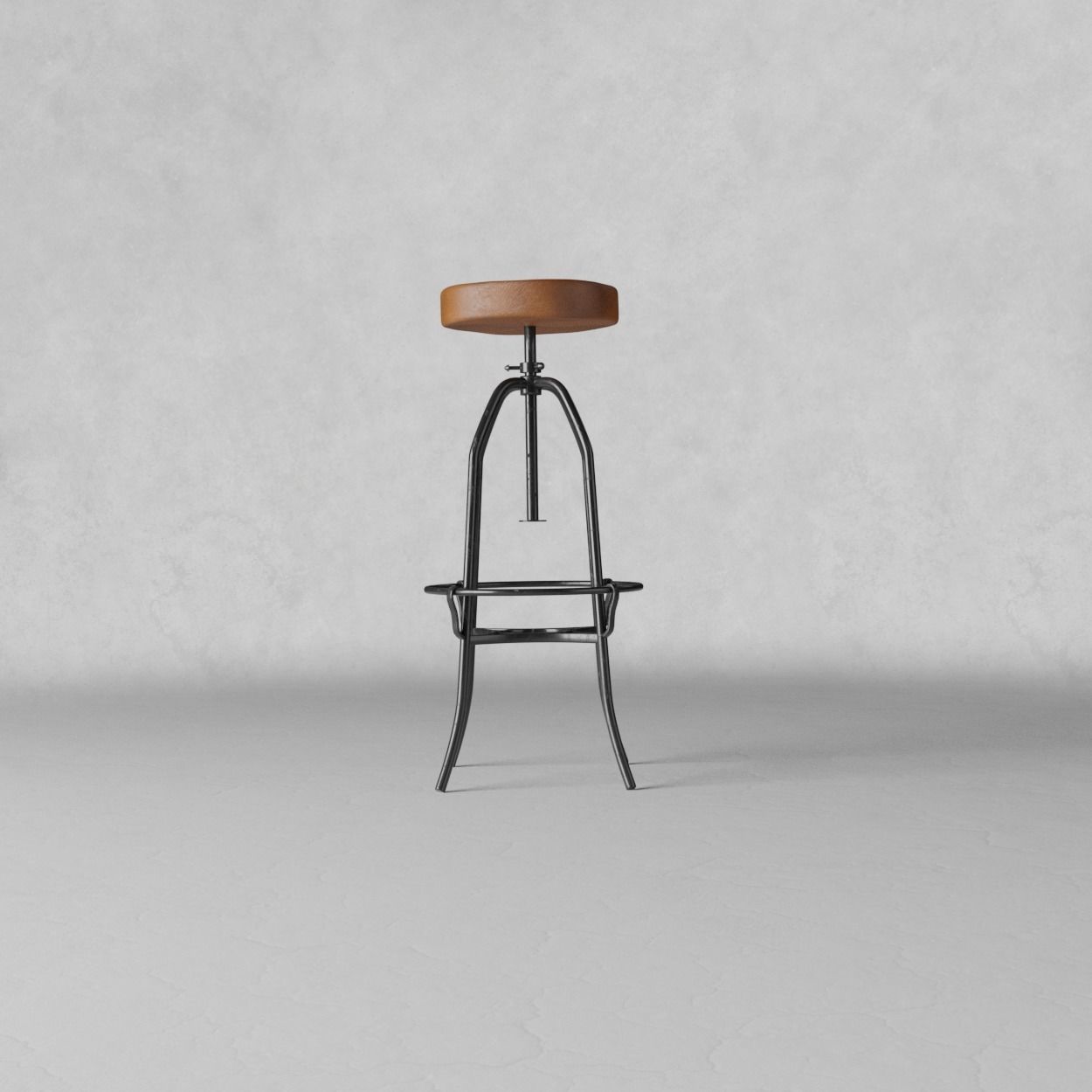 Bar stool leather 3D model_1