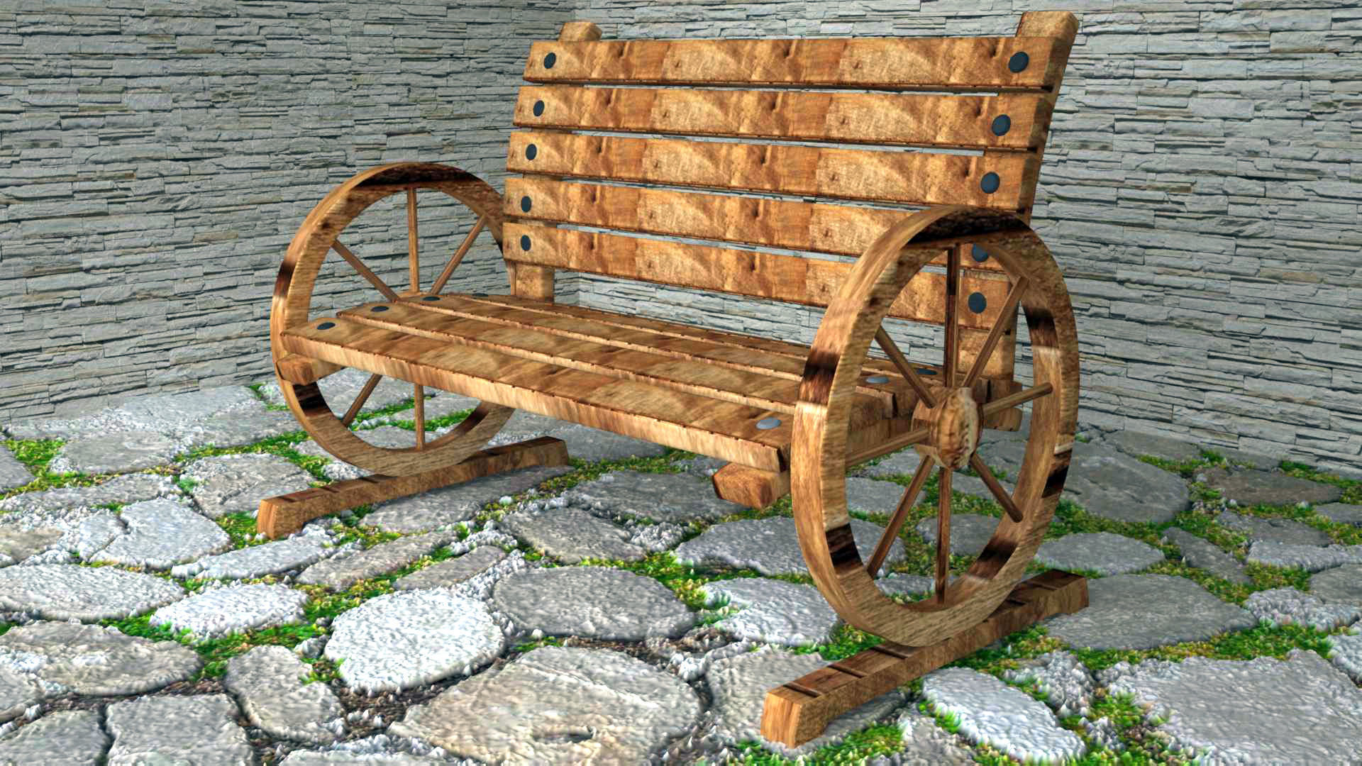 Wood Chair Low-poly 3D model_1