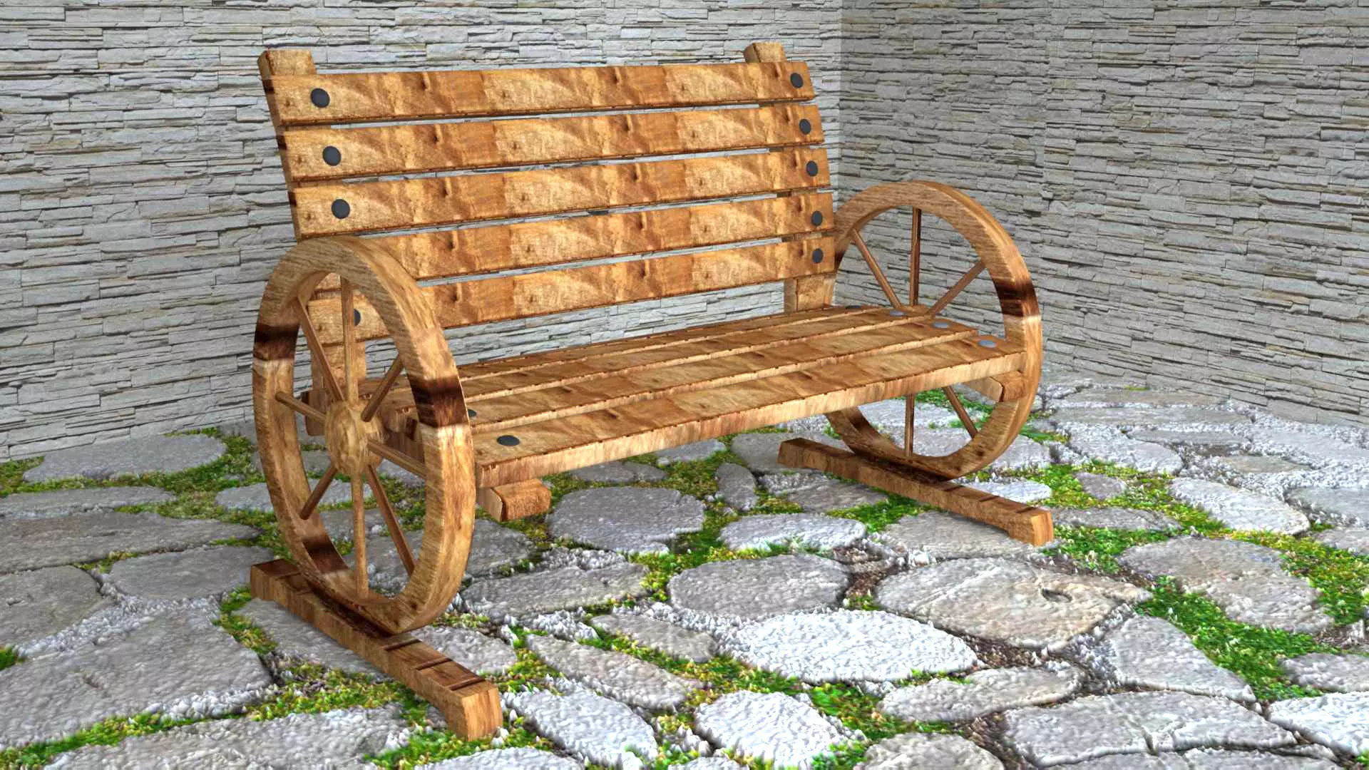 Wood Chair Low-poly 3D model_0