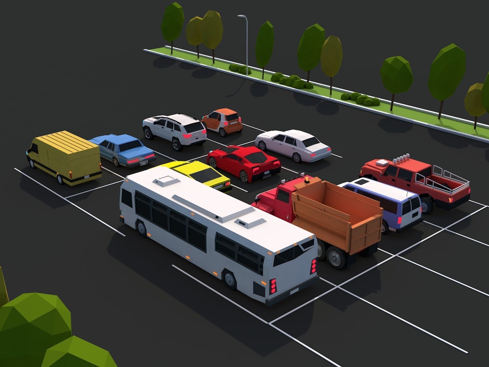 Cartoon Low Poly City Cars Pack Low-poly 3D model_4