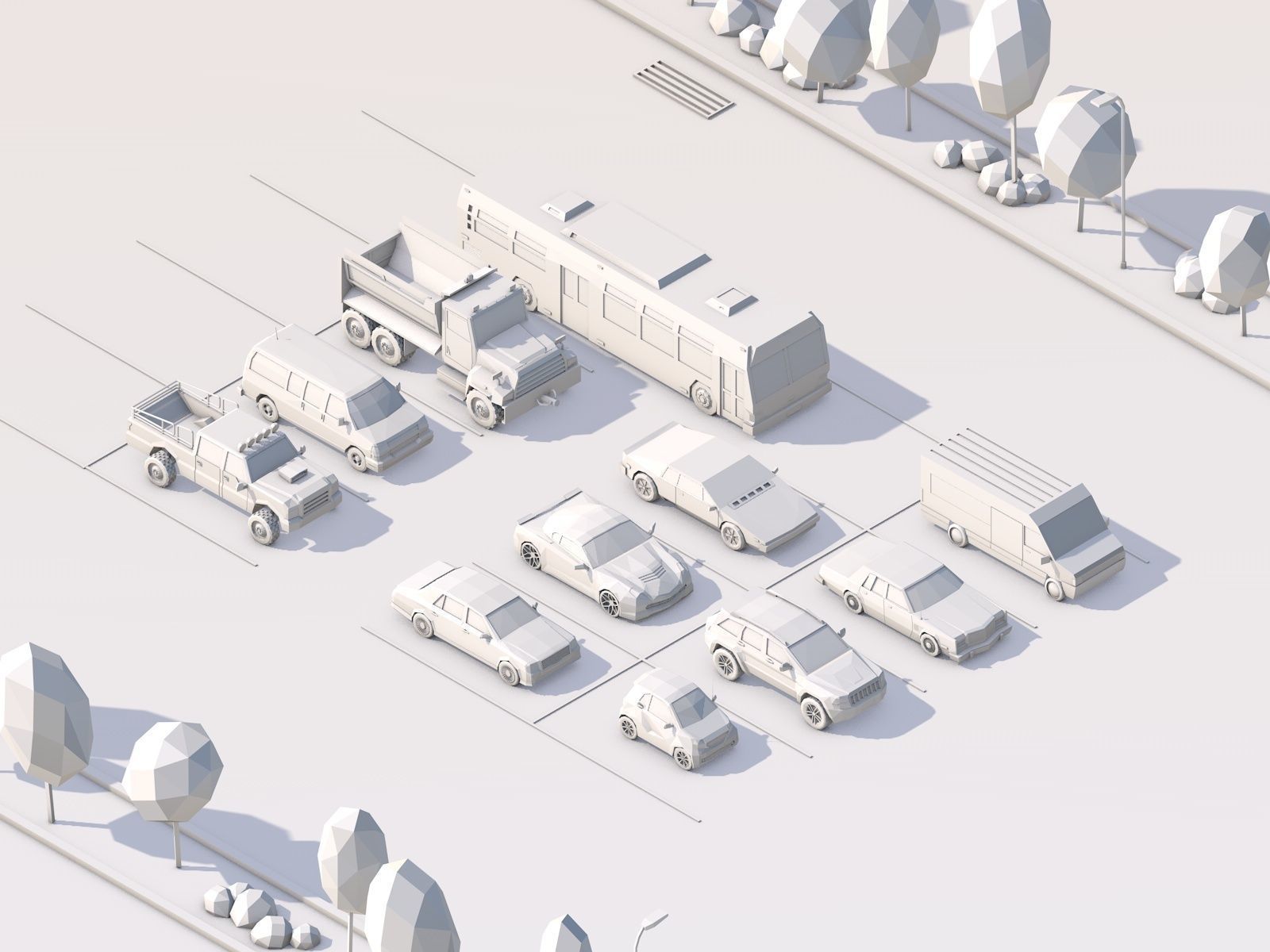 Cartoon Low Poly City Cars Pack Low-poly 3D model_8