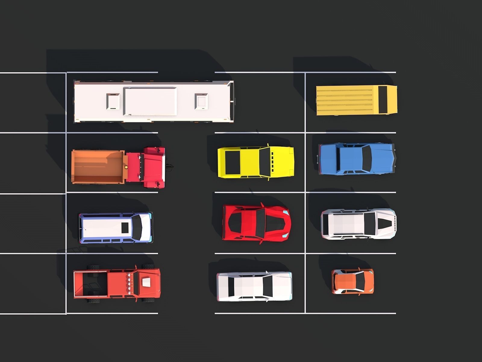 Cartoon Low Poly City Cars Pack Low-poly 3D model_3