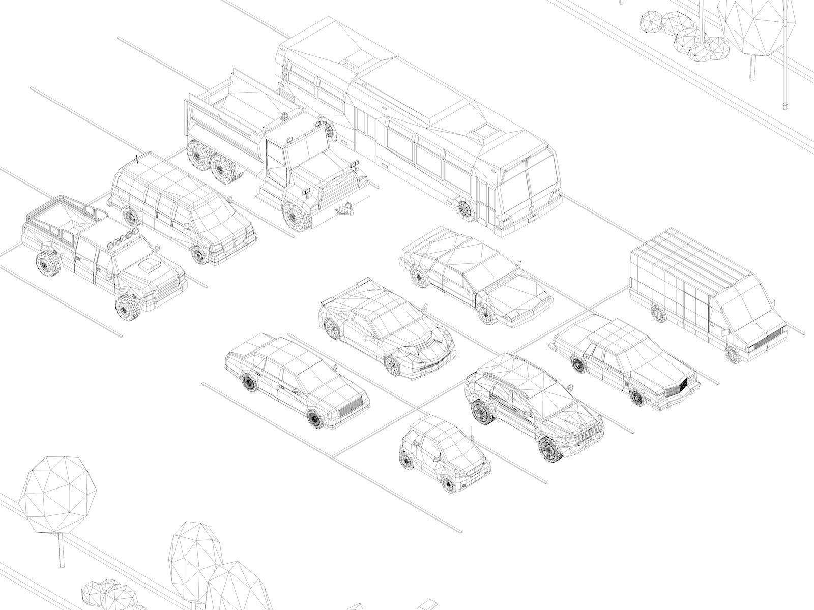 Cartoon Low Poly City Cars Pack Low-poly 3D model_10